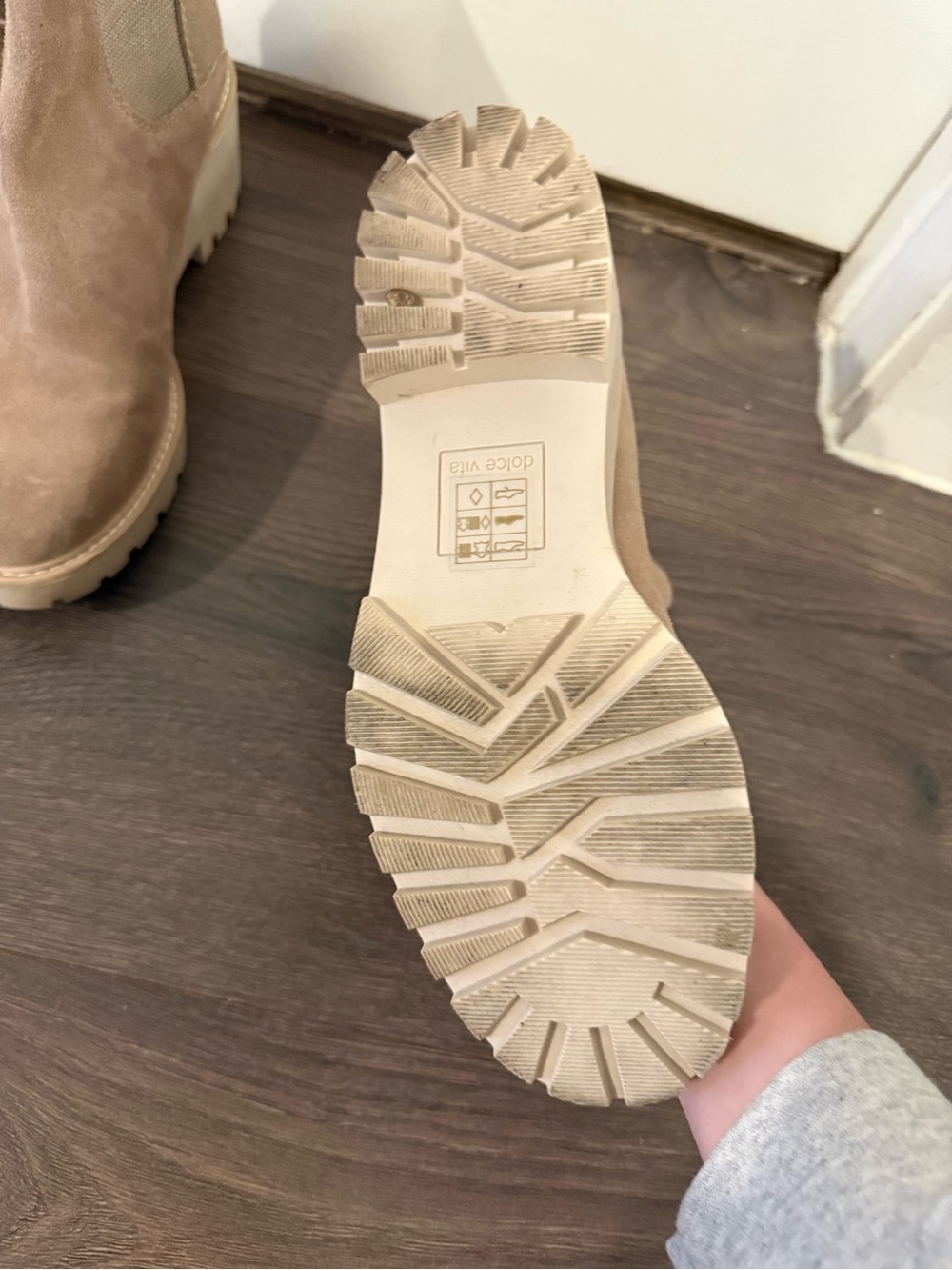 Dolce Vita Taupe Suede Chelsea Lug Booties - Picture 3 of 3